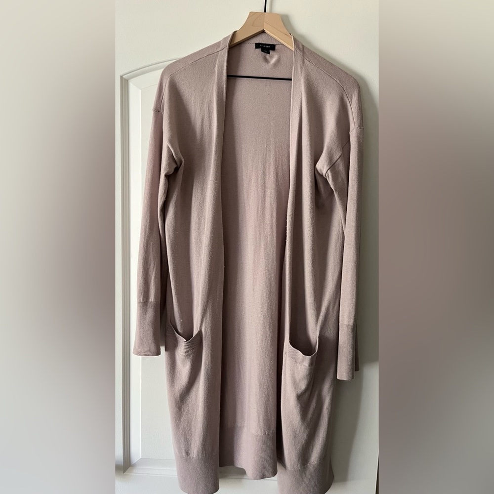 Halogen Cashmere Blend Lavender Open Duster Cardigan sz Large